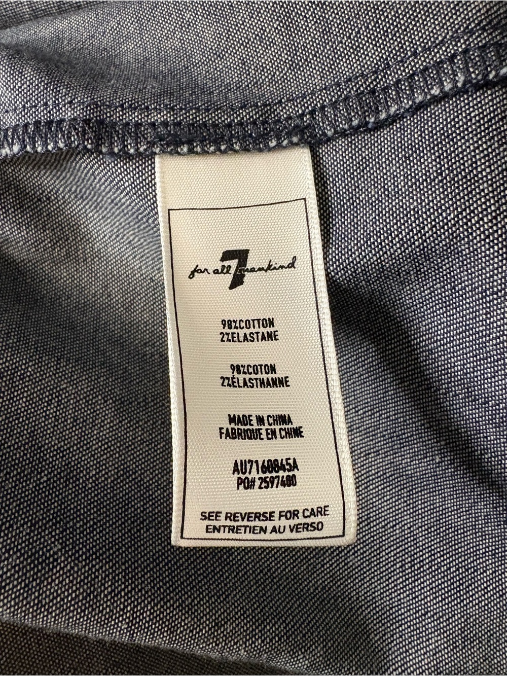 NWT 7 For All Mankind Dark Wash Zip Front Denim Dress Belted Size Small S - Picture 6 of 7